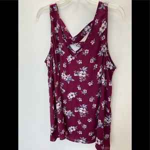 Purple Floral Strappy Georgette Swing Tank